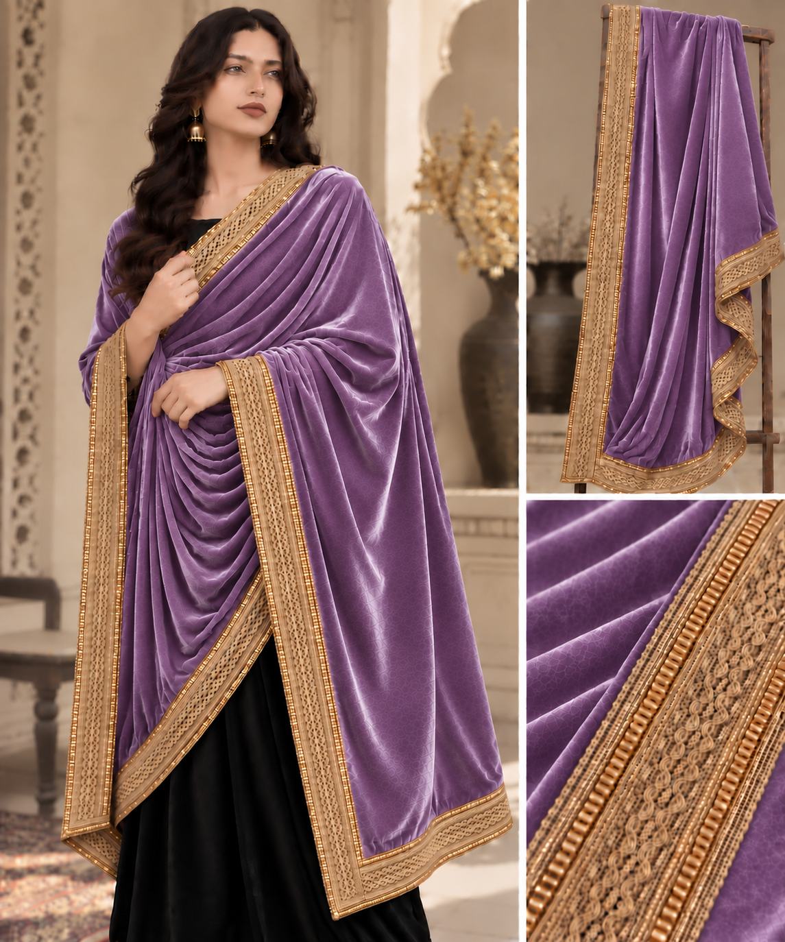 Bachat House Girls Premium Velvet Shawal - D9