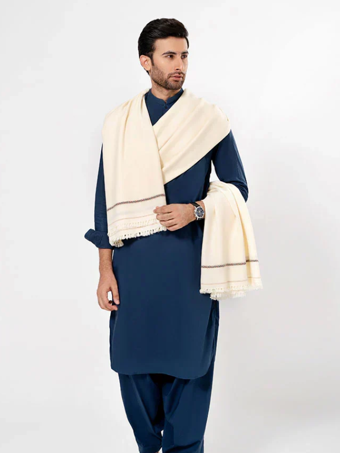 Heritage Wool Shawl | White