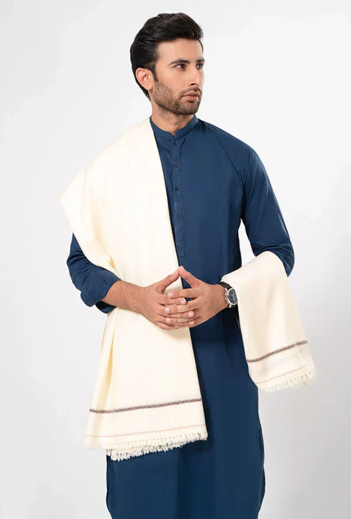 Heritage Wool Shawl | White