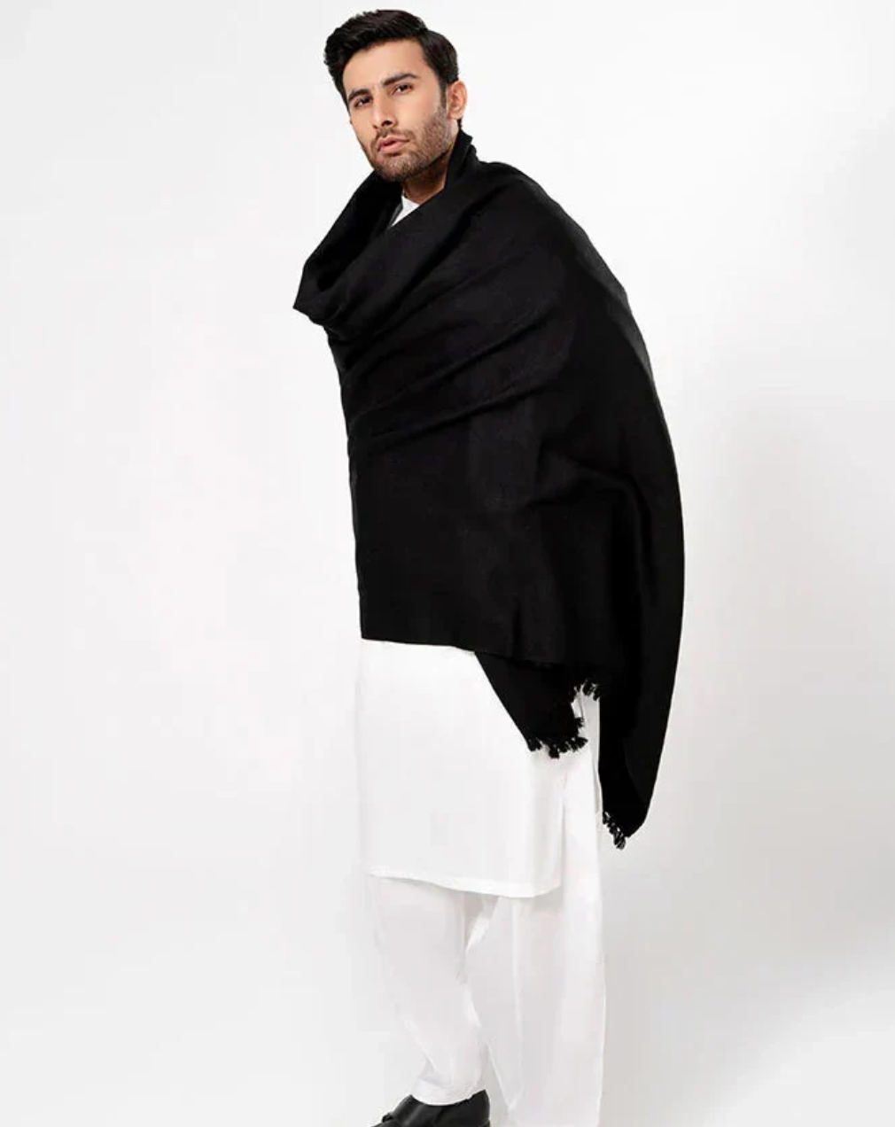 Heritage Wool Shawl in Black - men's winter accessory