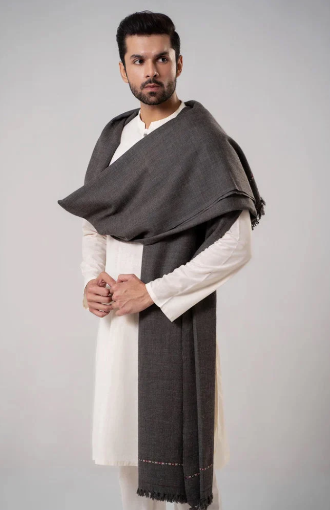 Heritage Wool Shawl | Dark Grey