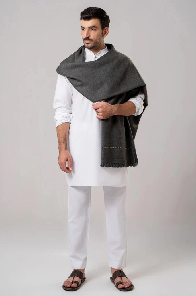 Heritage Wool Shawl | Dark Grey