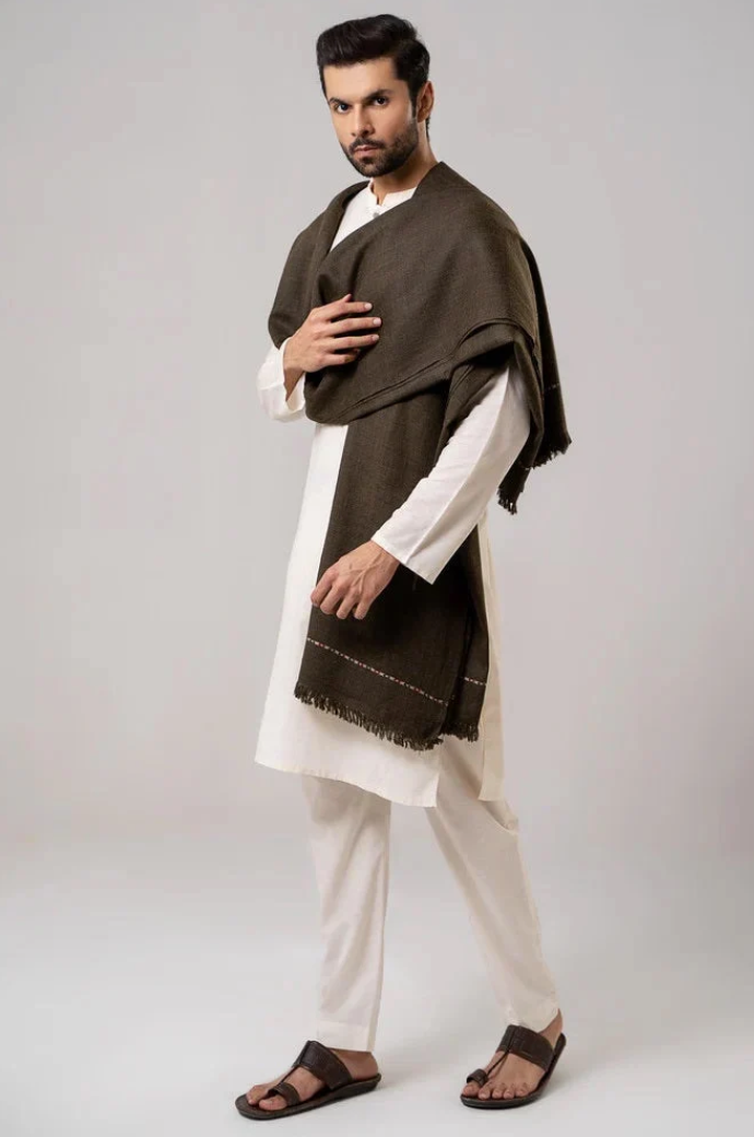 Heritage Wool Shawl | Dark Brown