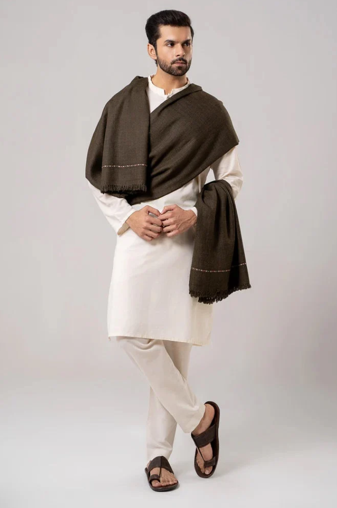 Heritage Wool Shawl | Dark Brown