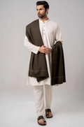 Heritage Wool Shawl in Dark Brown - men's winter accessory