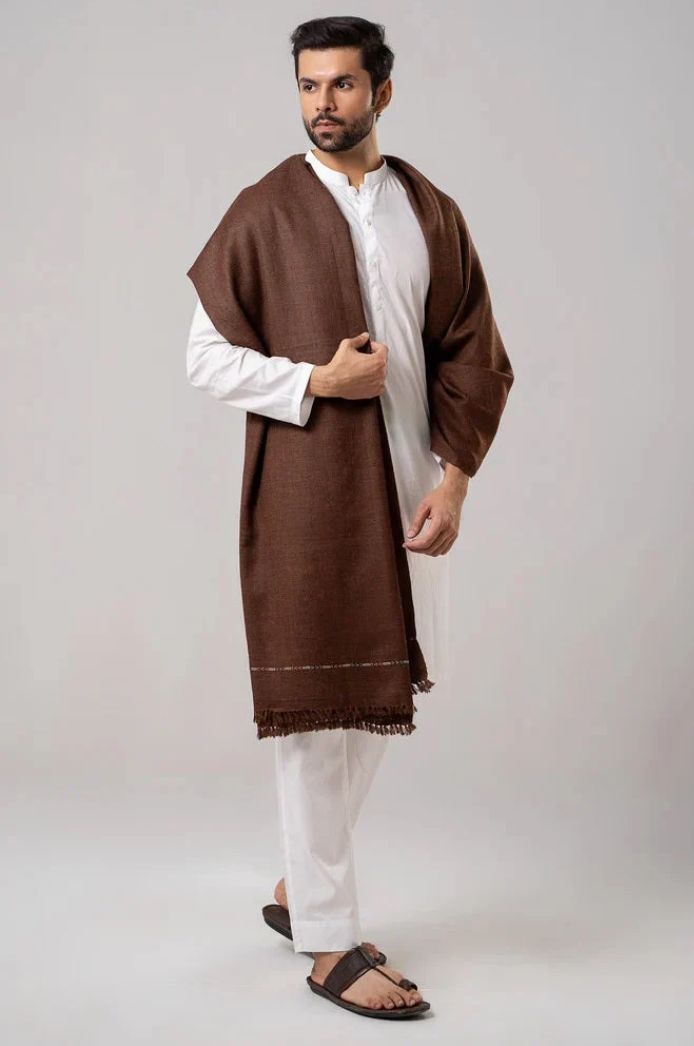 Heritage Wool Shawl | Coffee Brown