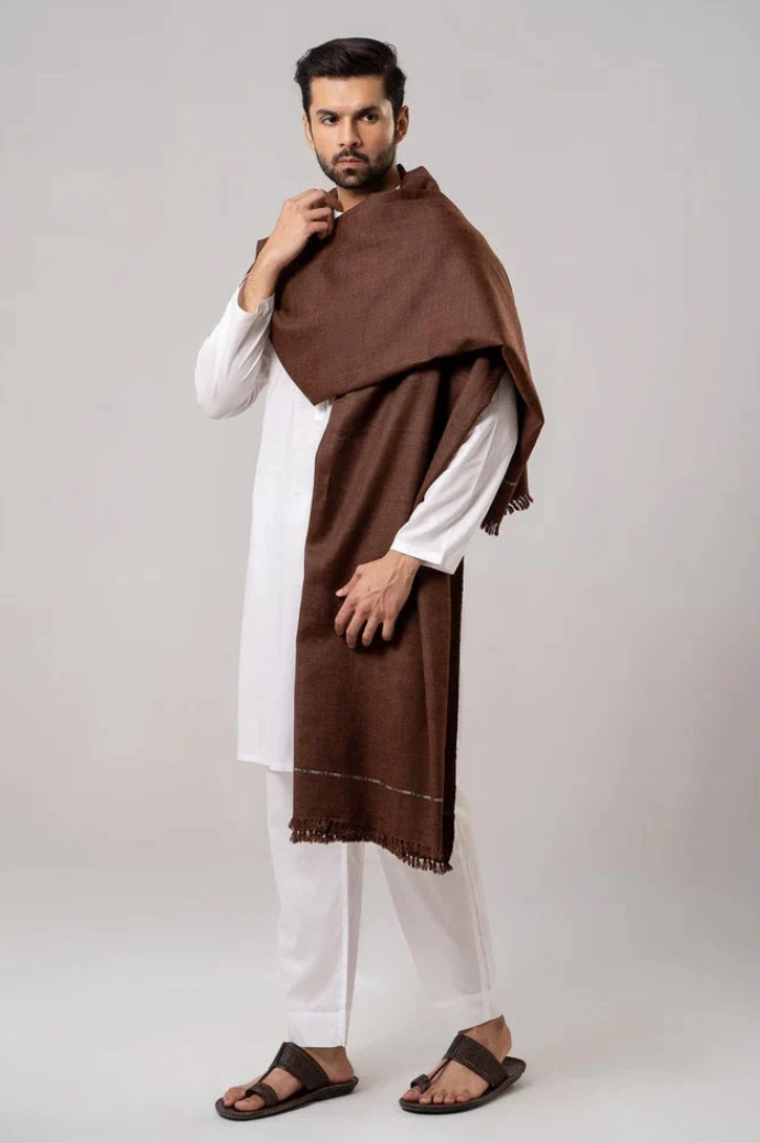 Heritage Wool Shawl | Coffee Brown