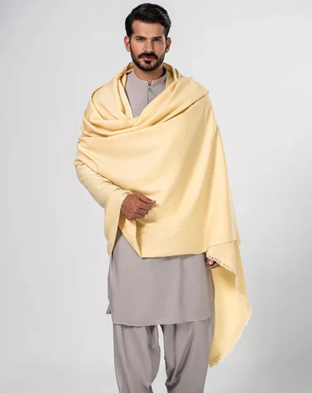 Heritage Wool Shawl in Cream - men's winter accessory
