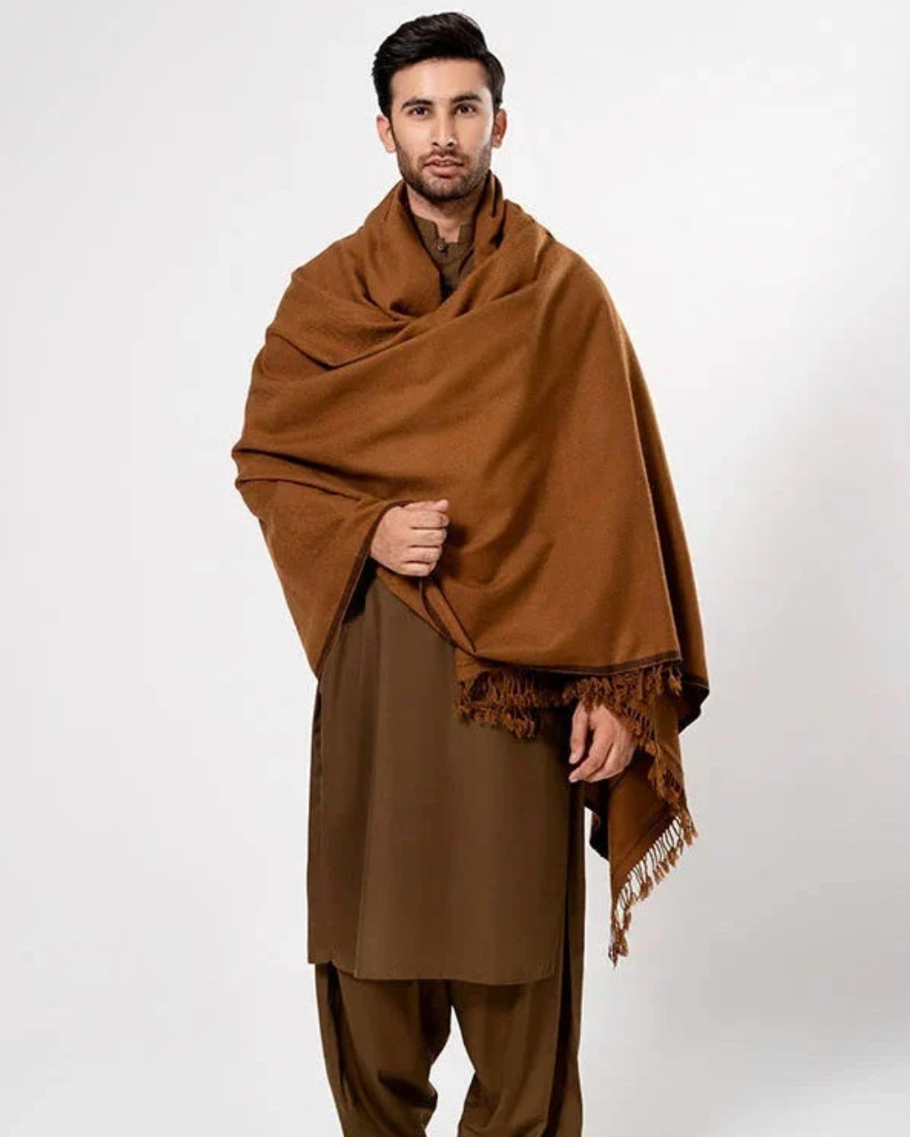 Heritage Wool Shawl in Copper Brown - men's winter accessory