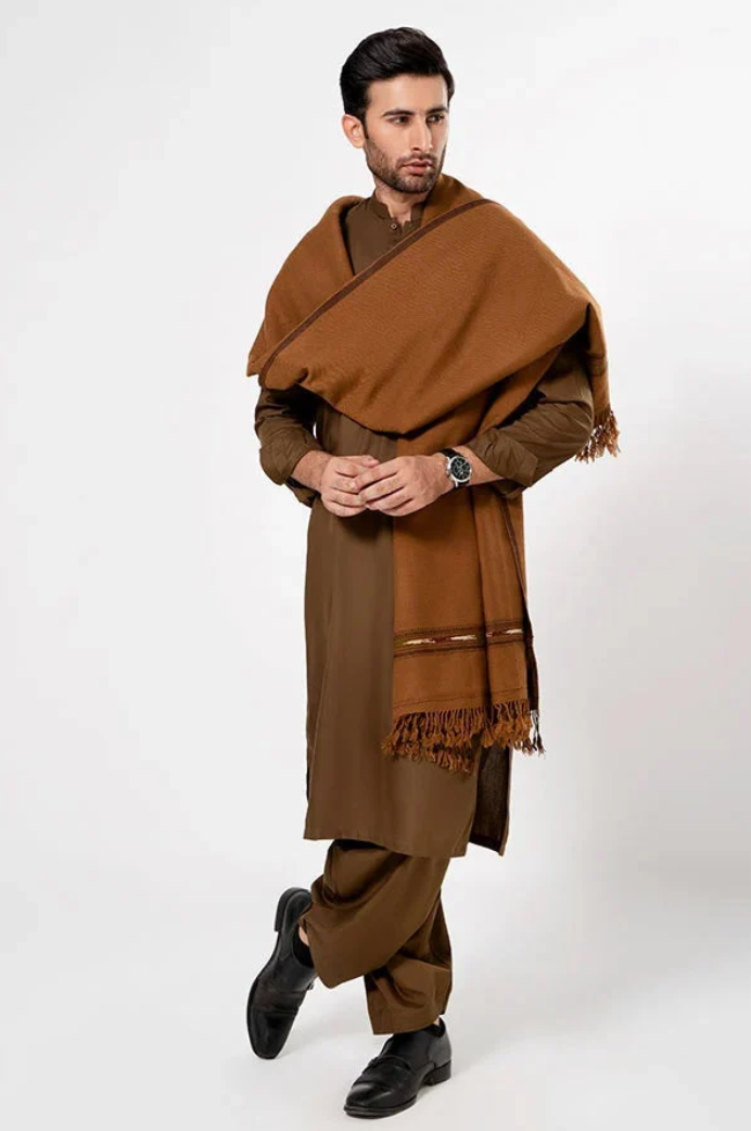 Heritage Wool Shawl | Copper Brown