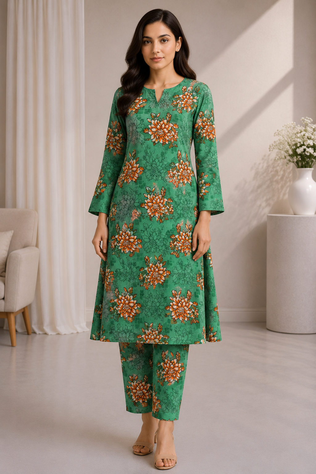 Bachat House Girls 2-Piece Stitched Suit – Design D1