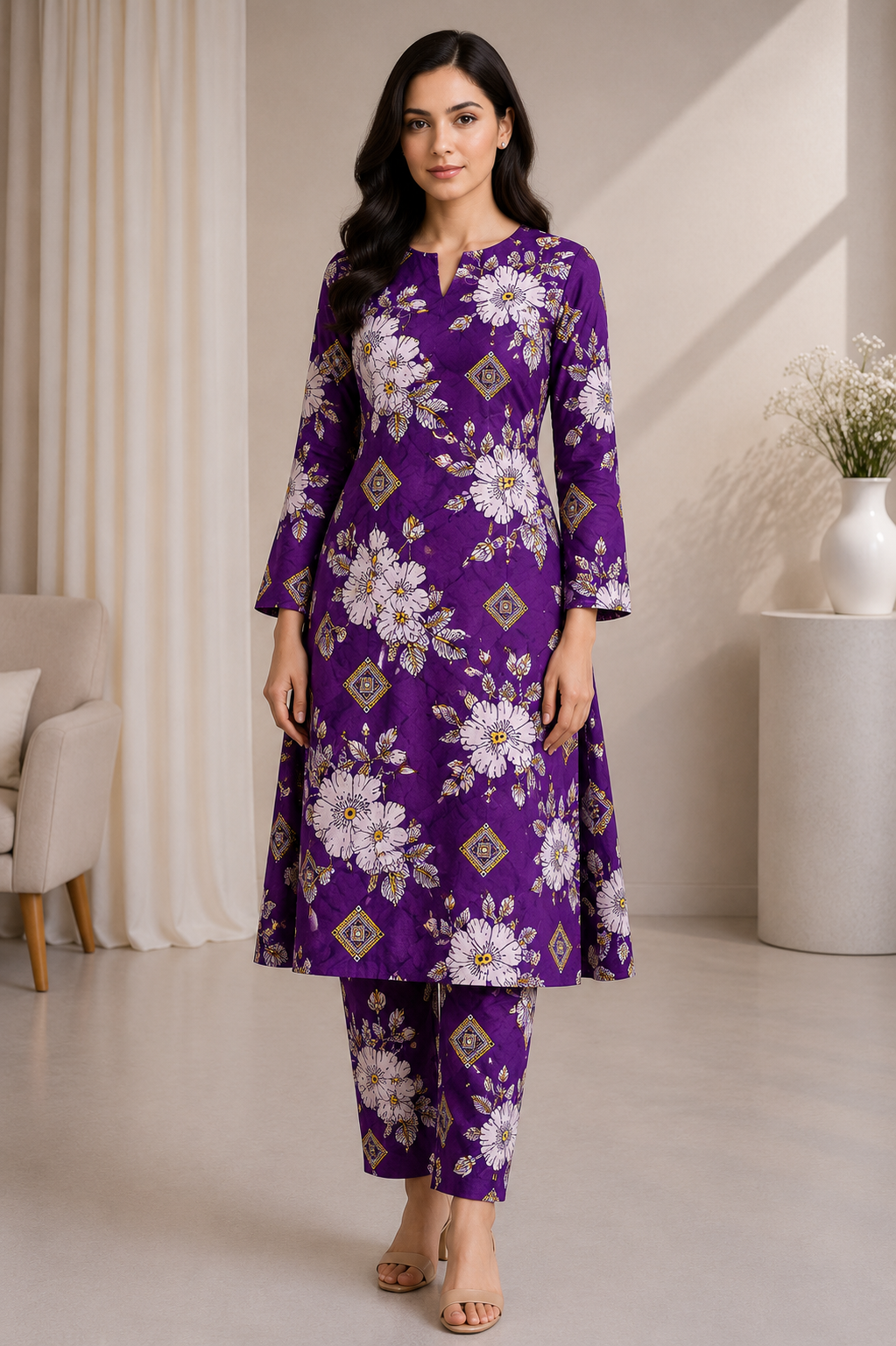 Bachat House Girls 2-Piece Stitched Suit – Design D2